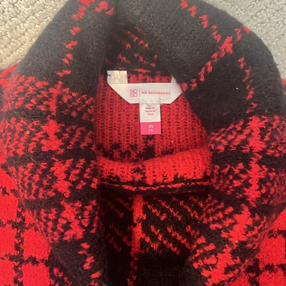 No Boundaries Mock Neck Buffalo Plaid Sweater (size xs) - Picture 3 of 4